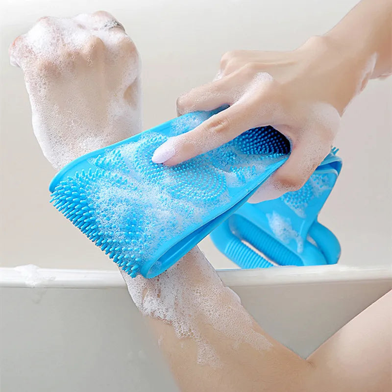 Body Sponge Silicone Brushes Bath Towels Scrubber Rubbing Back Peeling Massage Shower Belt Extended Skin Clean Brushes